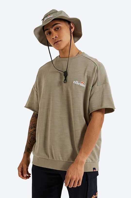 Ellesse t-shirt bawełniany Smettila Sweatshirt aplikacja zielony SHJ11946