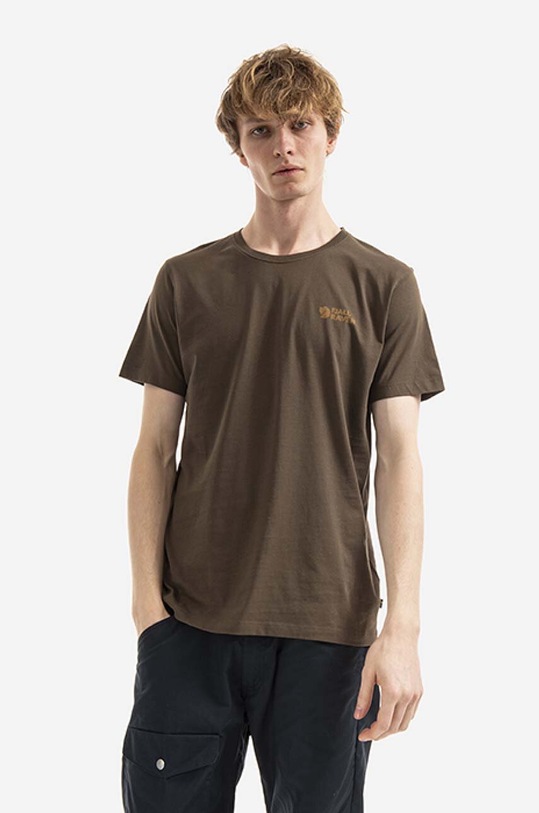 Fjallraven tricou din bumbac Tornetrask print verde F87314