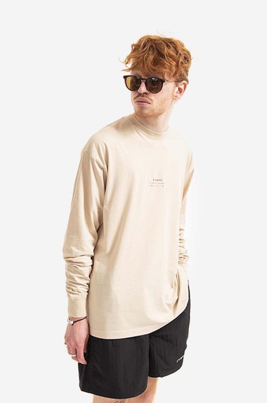 Clothing STAMPD cotton longsleeve top SLA.M2820LT beige