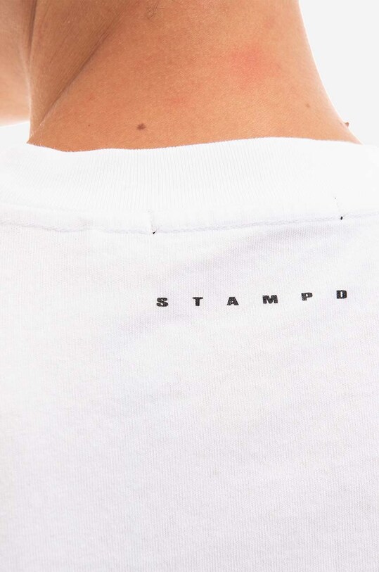 Βαμβακερή μπλούζα με μακριά μανίκια STAMPD SLA.M2992LT λευκό