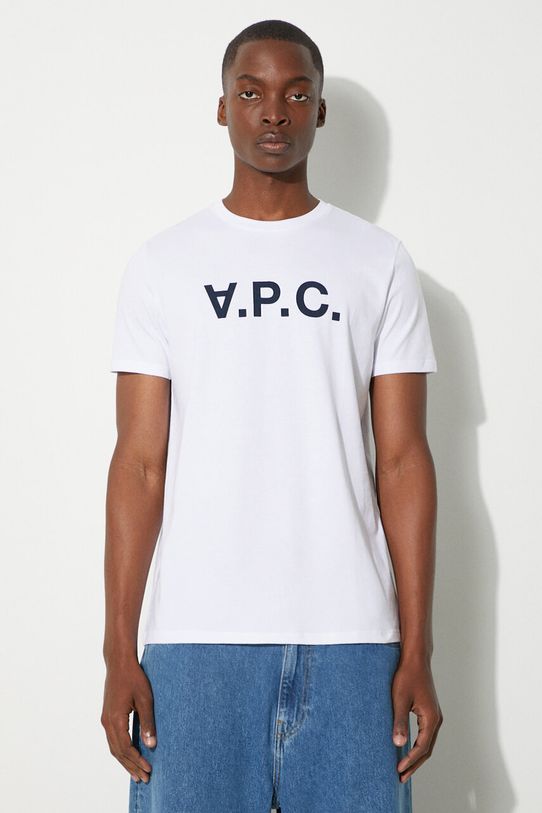 A.P.C. t-shirt bawełniany Vpc Blanc nadruk biały COBQX.H26586