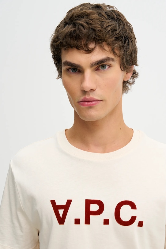 Памучна тениска A.P.C. Vpc Kolor бежов COBQX.H26943