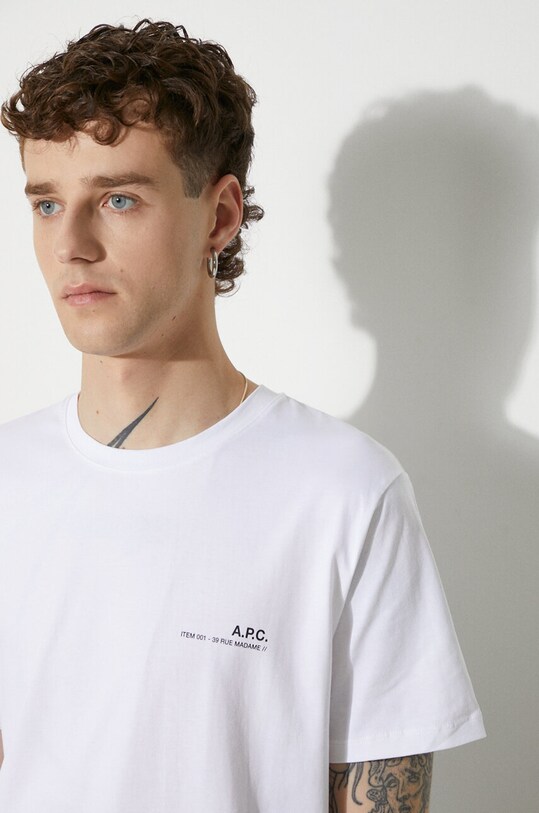Бавовняна футболка A.P.C. Item F білий COEOP.H26904
