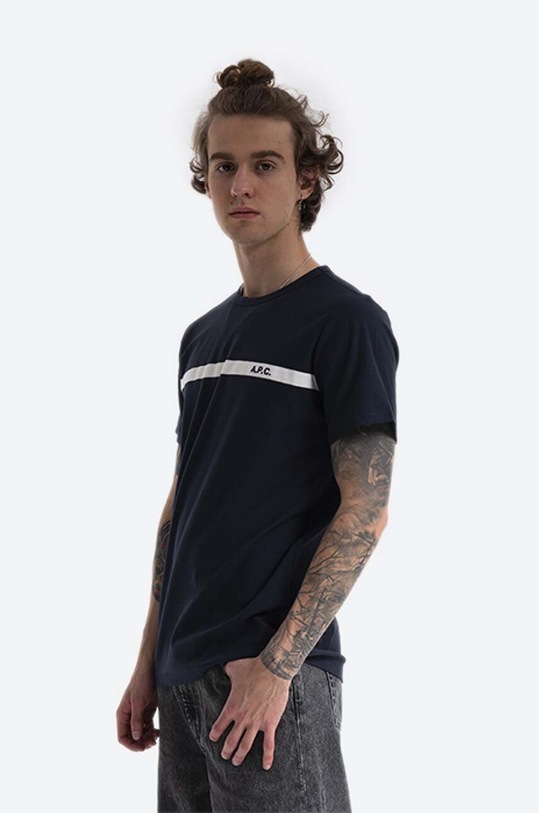 A.P.C. cotton T-shirt Yukata regular navy COCLI.H26853