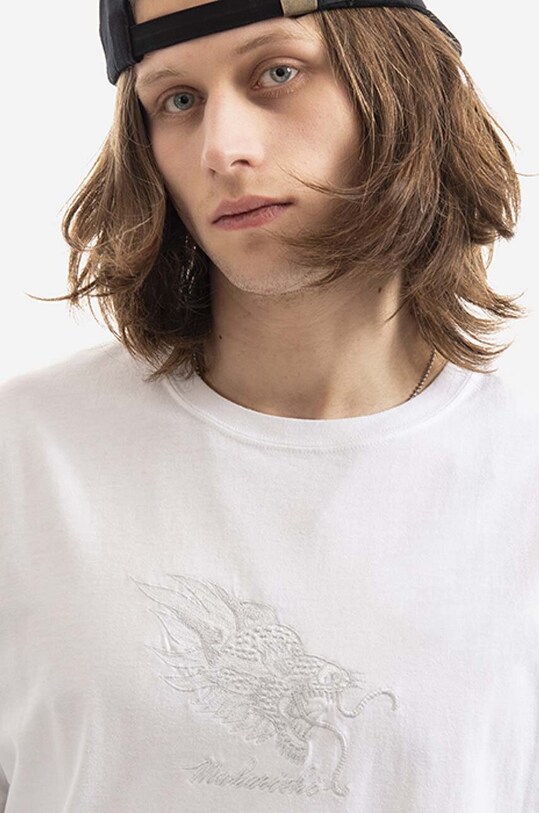 Maharishi t-shirt bawełniany Tibetan Dragon T-shirt Washed biały 8129.WHITE