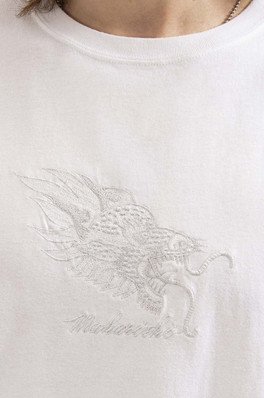 Maharishi cotton T-shirt Tibetan Dragon T-shirt Washed 8129.WHITE white