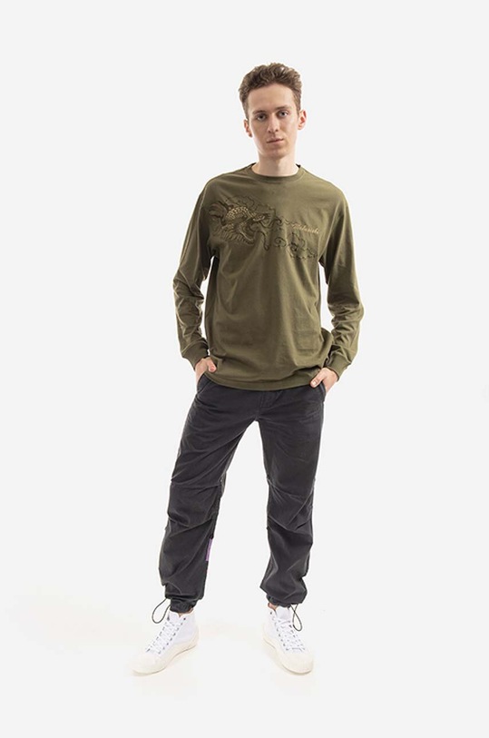 Maharishi cotton longsleeve top Tibetan Dragon 8130.OLIVE green AA00