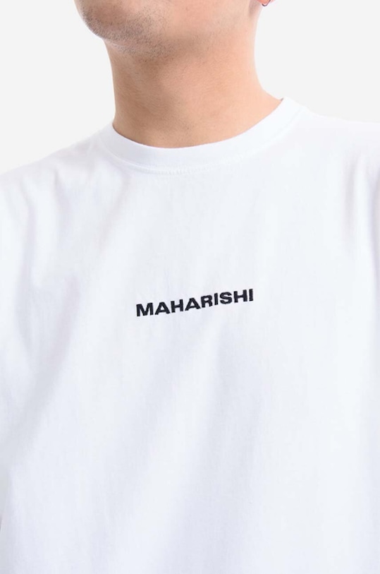 Maharishi cotton T-shirt Miltype Embroider T-shirt white 9161.WHITE