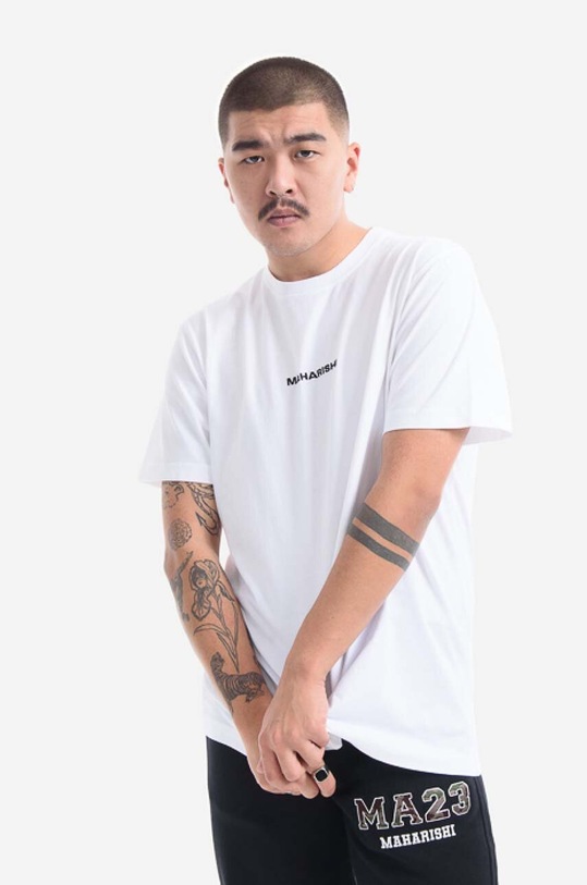 Maharishi cotton T-shirt Miltype Embroider T-shirt 9161.WHITE white