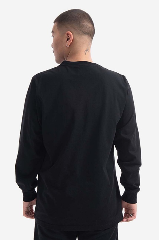 Clothing Maharishi cotton longsleeve top Miltype Embroider T-shirt 9162.BLACK black