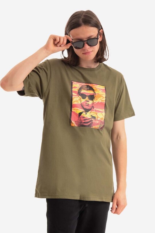 Bavlněné tričko Maharishi Warhol Polaroid Portrait T-Shirt OCJ potisk zelená 9711.OLIVE