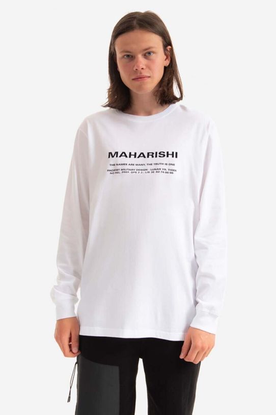 Бавовняний лонгслів Maharishi Miltype Embroidered L/S T-Shirt бавовна білий 9754.WHITE