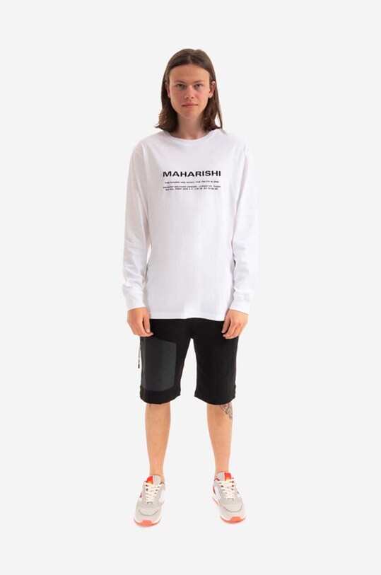 Maharishi longsleeve bawełniany Miltype Embroidered L/S T-Shirt 9754.WHITE biały AA00