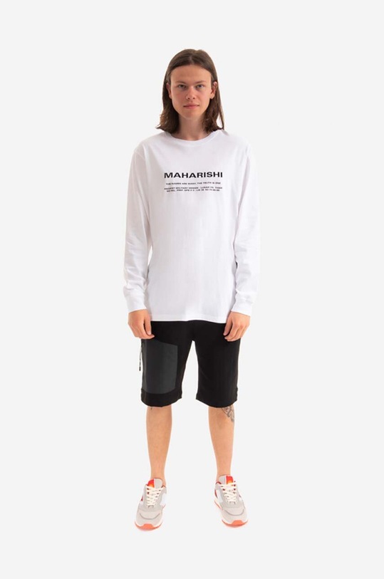 Бавовняний лонгслів Maharishi Miltype Embroidered L/S T-Shirt 9754.WHITE білий AA00