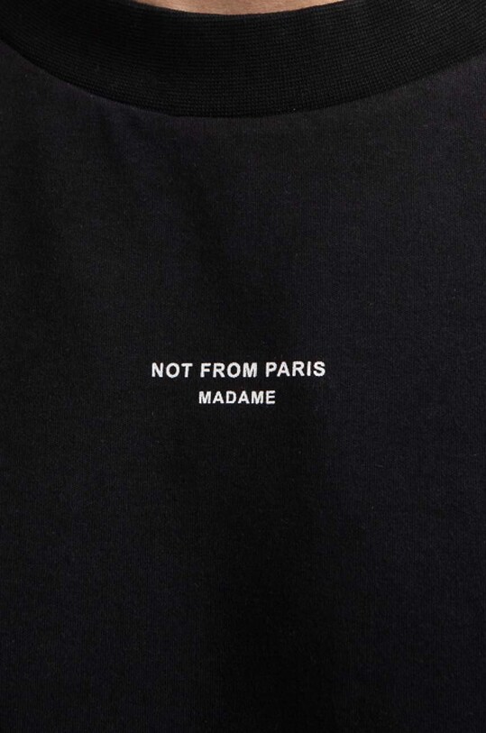Drôle de Monsieur cotton T-shirt Classic Not From Paris Madame black PERM.P01BL