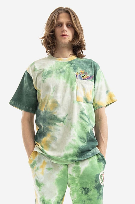 CLOT tricou din bumbac cu modele verde CLTES10008.GREEN