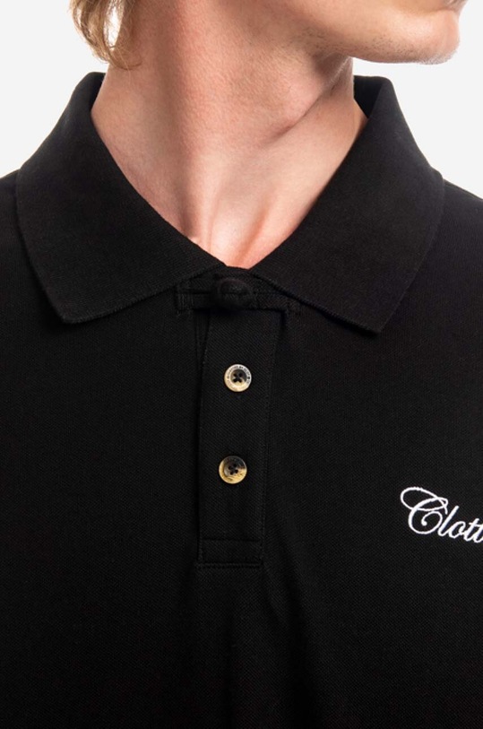 CLOTTEE cotton polo shirt Frog Button Polo black CTPS1003.BLACK