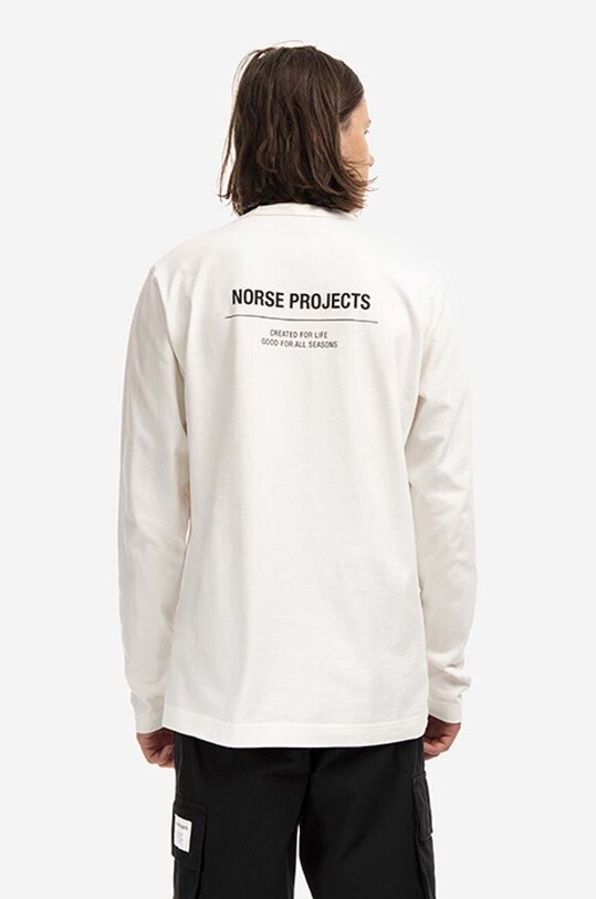 Îmbrăcăminte Norse Projects longsleeve din bumbac Holger Tab Series Logo LS N10.0189.0001 alb