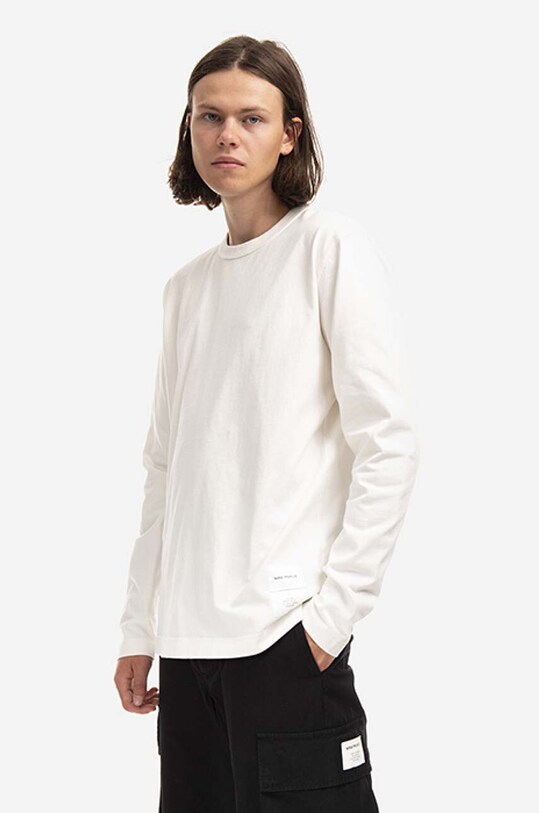 Norse Projects longsleeve din bumbac Holger Tab Series Logo LS N10.0189.0001 alb