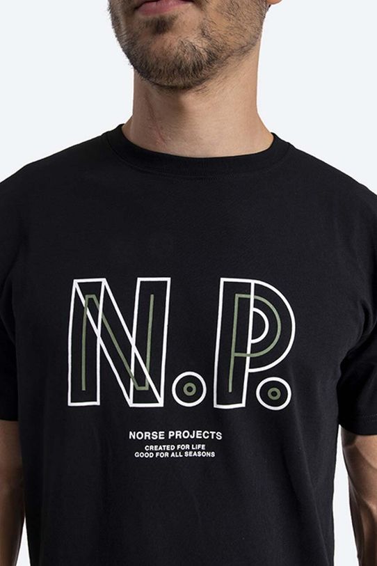 Bavlnené tričko Norse Projects Niels Teknisk Logo čierna N01.0570.9999