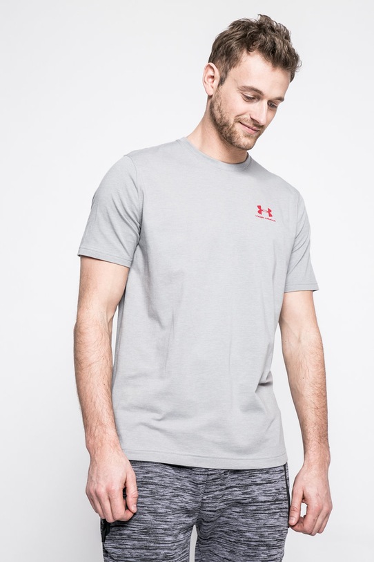 Under Armour - Pánske tričko UA Left Chest Lockup 1257616 jednofarebný sivá 1257616