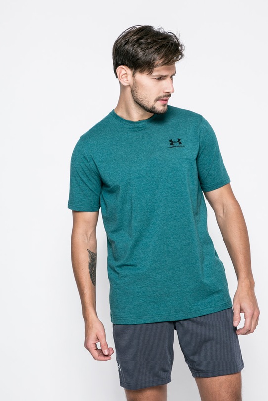 Under Armour - Pánske tričko UA Left Chest Lockup 1257616 jednofarebný zelená 1257616