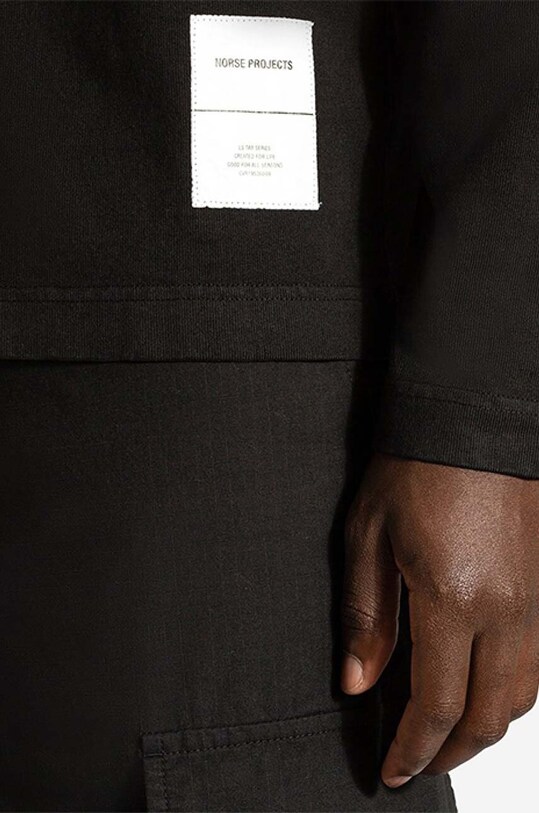 Norse Projects cotton longsleeve top Holger Tab Series Logo LS N10.0189.9999 black