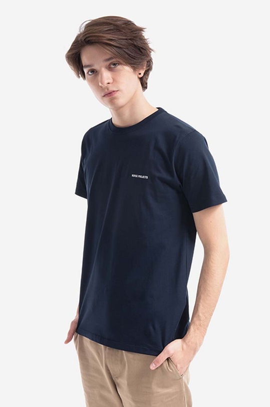 Norse Projects cotton t-shirt Niels Standard Logo plain navy N01.0561.7004