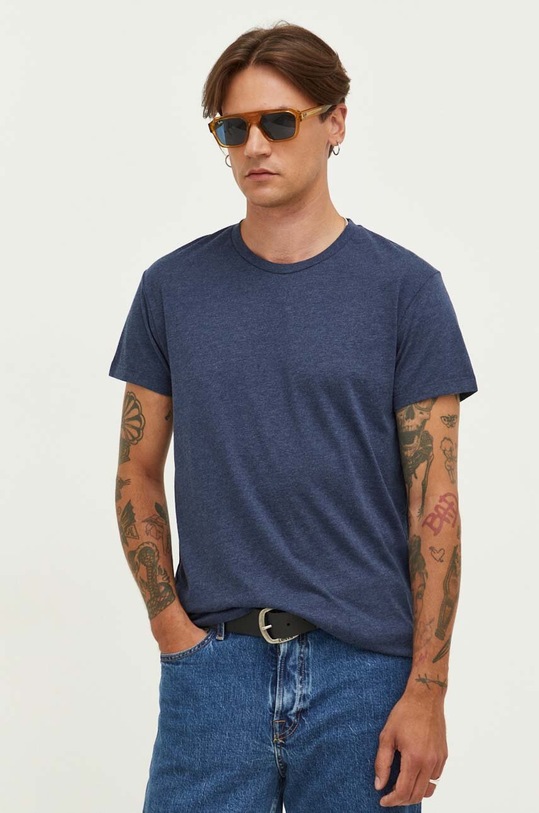 Samsoe Samsoe t-shirt bawełniany KRONOS bawełna granatowy M00012003