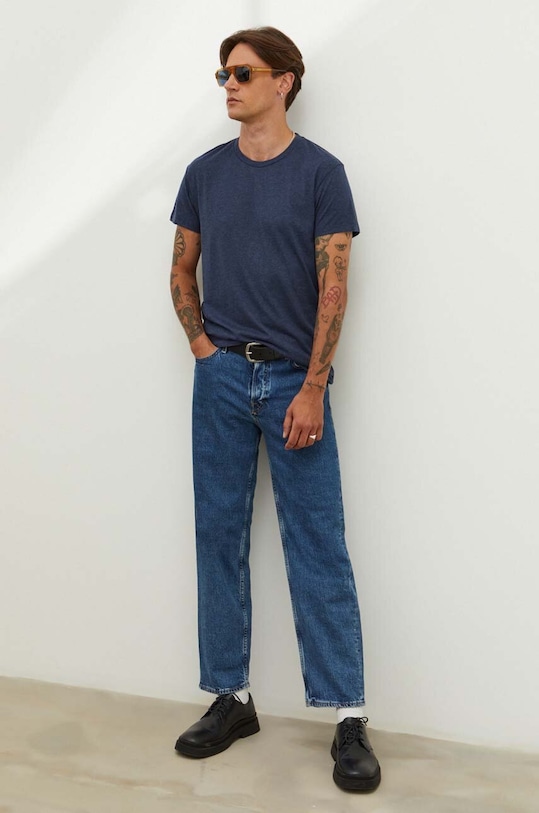 Samsoe Samsoe t-shirt bawełniany KRONOS M00012003 granatowy AA00