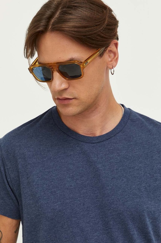 Samsoe Samsoe t-shirt bawełniany KRONOS granatowy M00012003