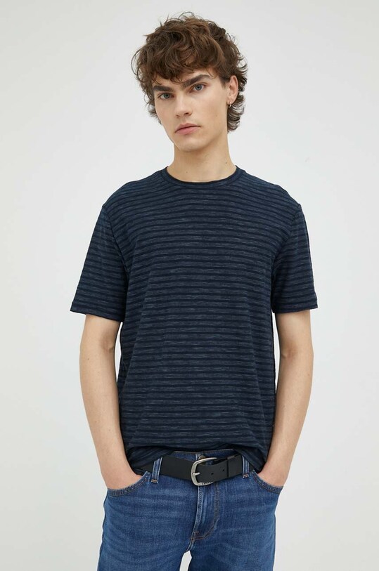 Marc O'Polo t-shirt bawełniany wzorzyste granatowy M22218651202