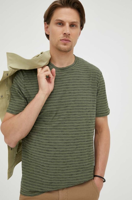 Marc O'Polo t-shirt bawełniany wzorzyste zielony M22218651202