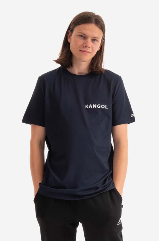 Bavlnené tričko Kangol Heritage Basic KLHB003 tmavomodrá