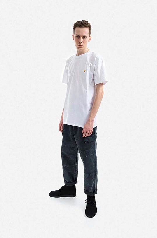 Carhartt WIP cotton t-shirt Chase white I026391.WHITE.GOLD