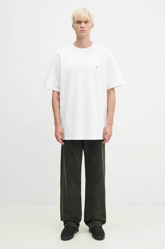 Carhartt WIP tricou din bumbac Chase I026391.WHITE.GOLD