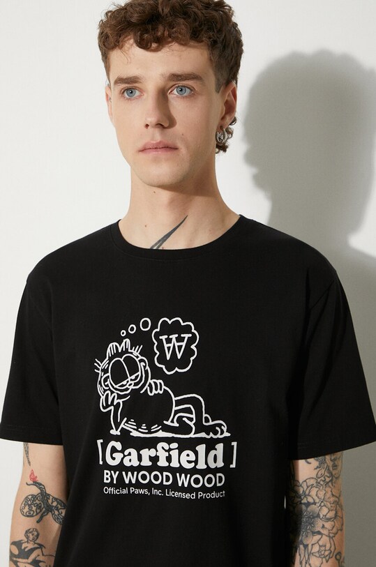 Wood Wood tricou din bumbac X Garfield 30045702.2222 negru