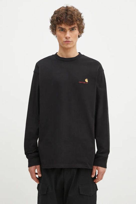 Carhartt WIP longsleeve bawełniany Longsleeve American Script T-Shirt bawełna czarny I029955.89XX