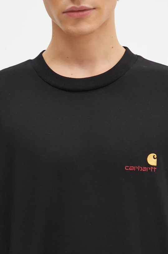 Bavlněné tričko s dlouhým rukávem Carhartt WIP Longsleeve American Script T-Shirt černá I029955.89XX