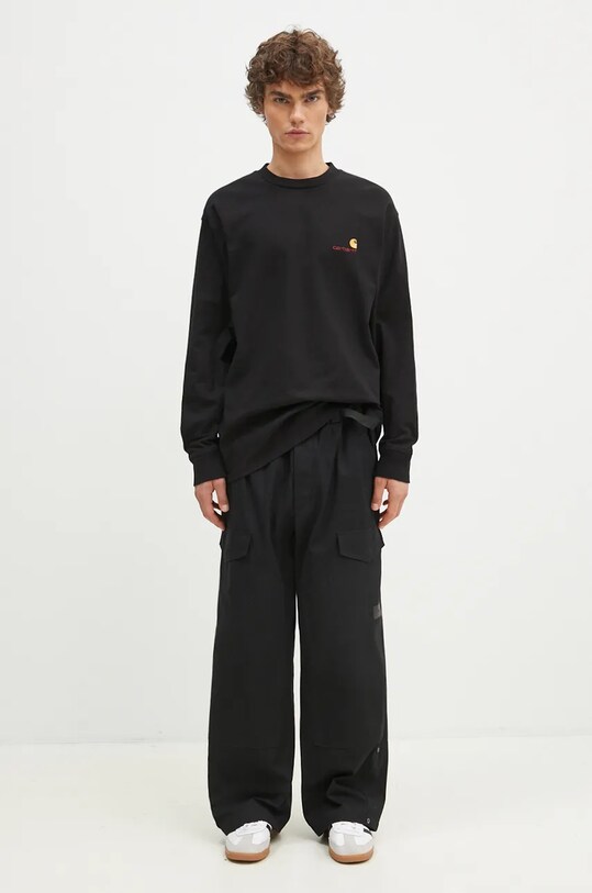 Bavlněné tričko s dlouhým rukávem Carhartt WIP Longsleeve American Script T-Shirt I029955.89XX černá