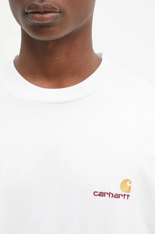 Bavlnené tričko s dlhým rukávom Carhartt WIP Longsleeve American Script T-Shirt biela I029955.02XX