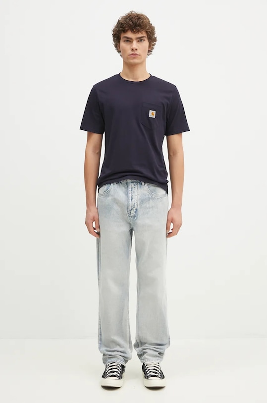 Bavlněné tričko Carhartt WIP S/S Pocket T-Shirt I030434.1CXX námořnická modř