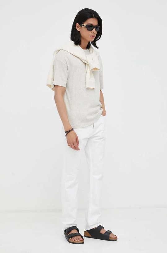 American Vintage t-shirt bawełniany MBOZ02A szary AA00