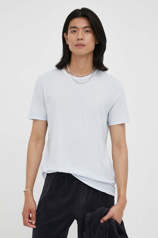 American Vintage pamut póló pamut kék MDEV02A