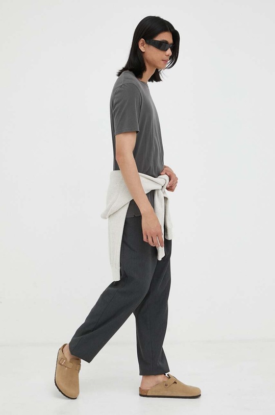 American Vintage t-shirt bawełniany MDEV02A szary AA00