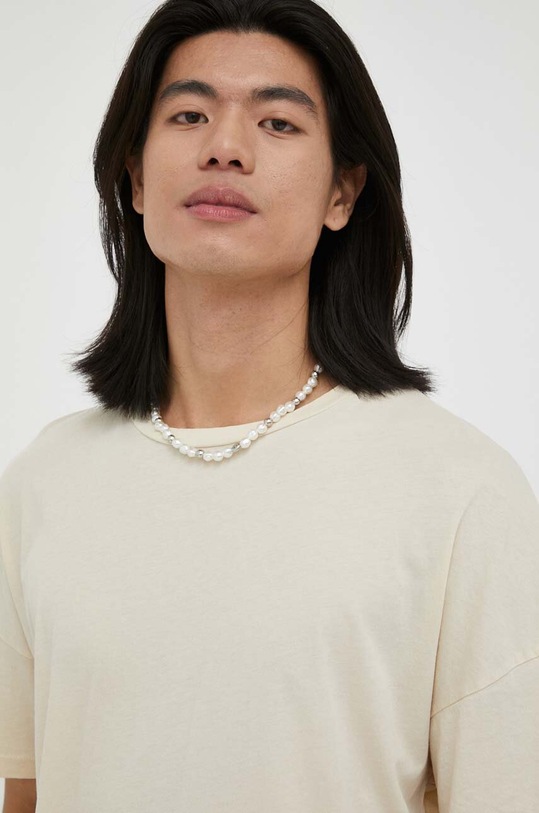 American Vintage t-shirt bawełniany beżowy MDEC02A