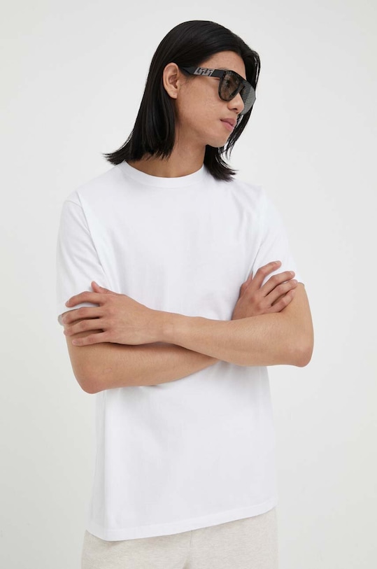 American Vintage tricou din bumbac uni alb MFIZ25B