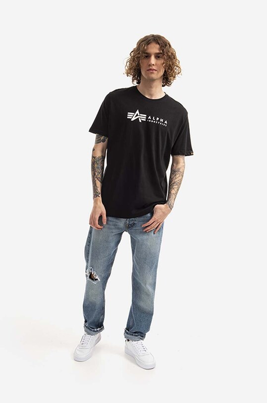Alpha Industries t-shirt bawełniany 2-pack Alpha Label T 2 Pack 118534.03 czarny AA00