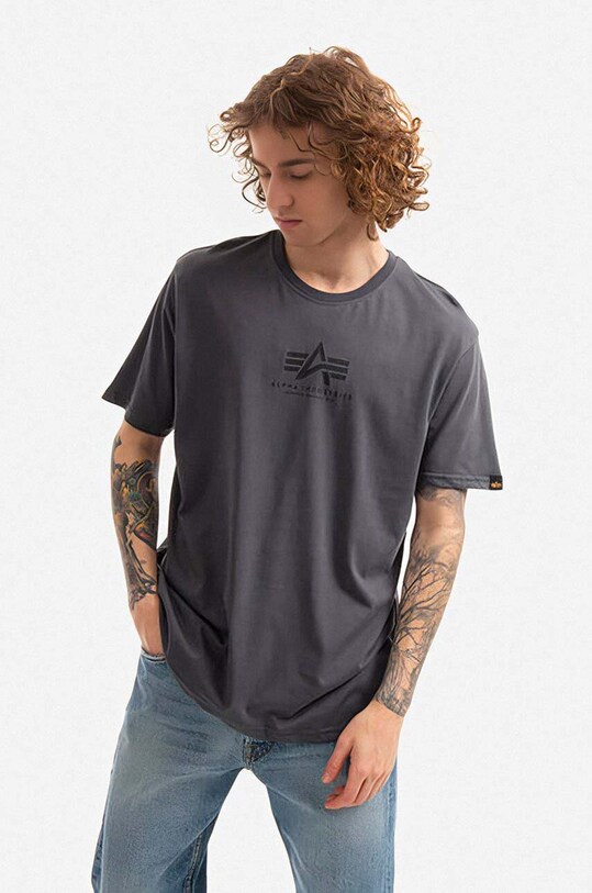 Alpha Industries cotton T-shirt Alpha Industries Basic T ML 118533 412 cotton gray 118533.412
