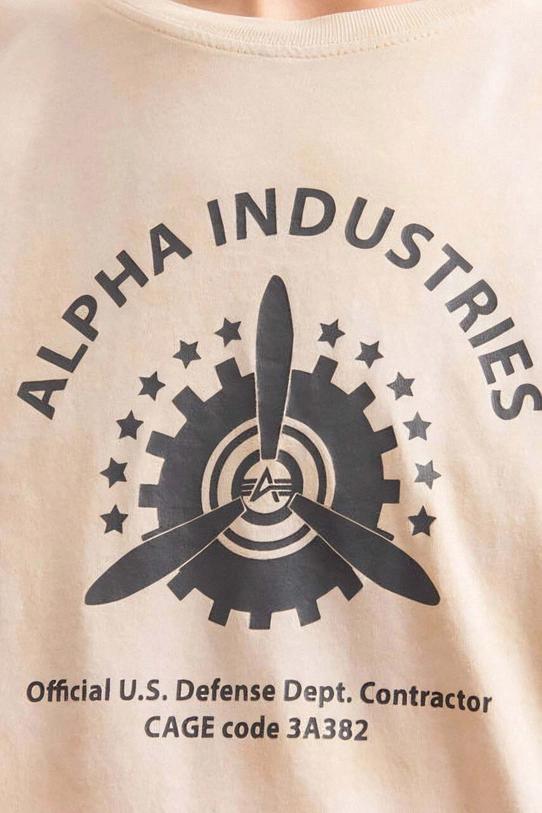 Хлопковая футболка Alpha Industries бежевый 106515.136